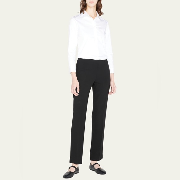 Lafayette 148 Bleecker Pants Size 10 Black Slim Leg Trouser Minimalist Designer - Picture 6 of 16